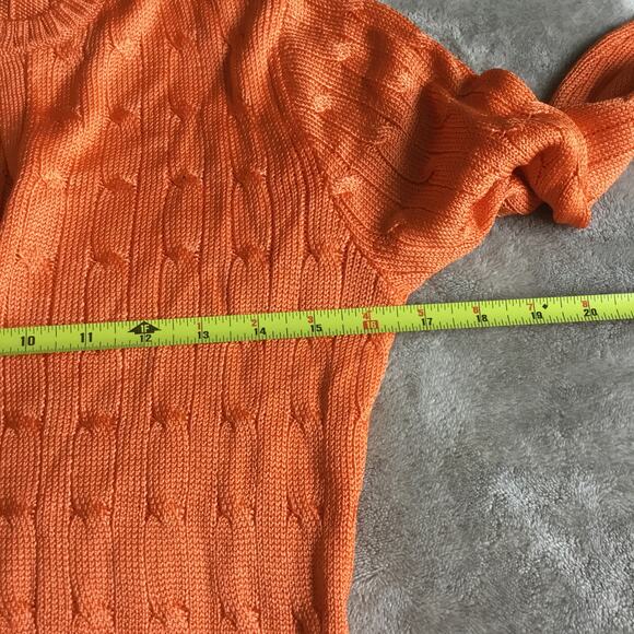 Ralph Lauren Black Label Orange Silk V-Neck Cable Knit Long Sleeve Dress, Size M - Picture 6 of 9